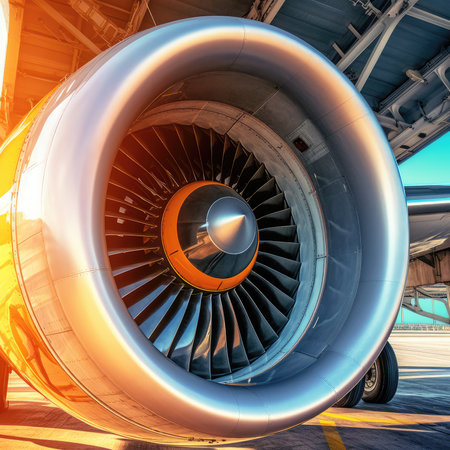 Turbine Engine Profile. Aviation Technologies. Aircraft jet engine detail. AI Generationの素材