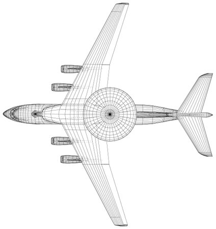 Isometric AWACS Airplane, Radar Aircraft, Military Air Force Plane. Vector Illustration of 3dのイラスト素材