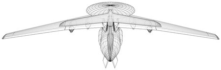 Vector drawing of airborne early warning and control aircraft. Image for illustration and infographics. Vector created of 3d.のイラスト素材