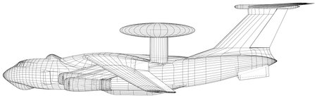Sentry AWACS radar plane. The layers of visible and invisible lines are separated. EPS10 formatのイラスト素材
