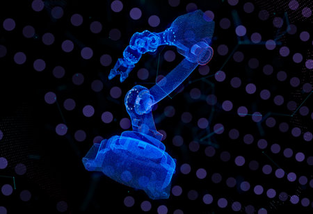Industrial robot. Digital technology visualization of 3dの写真素材