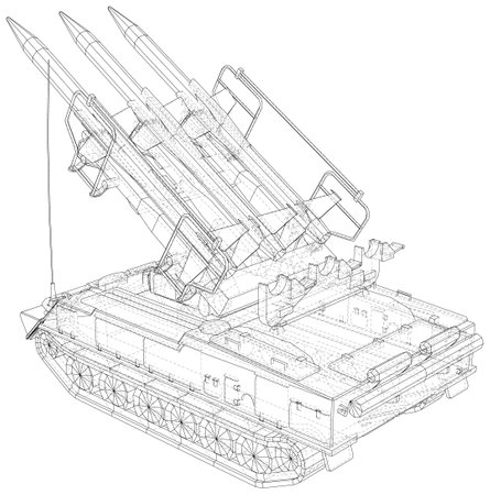 Illustration Missile Truck vector. The layers of visible and invisible lines are separated. EPS10 format. Vector created of 3dのイラスト素材