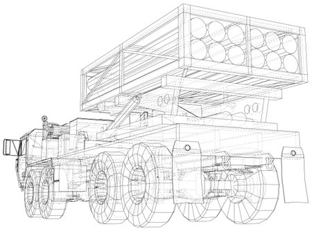 Mobile missile system. The layers of visible and invisible lines are separated. EPS10 format. Vector created of 3dのイラスト素材