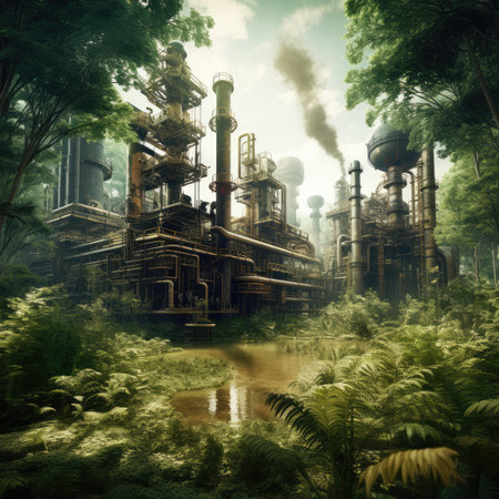 Oil and Gas Industrial zone in forest. The equipment of oil refining,Close-up of industrial pipelines of an oil-refinery plant,Detail of oil pipeline with valves in large oil refineryの素材