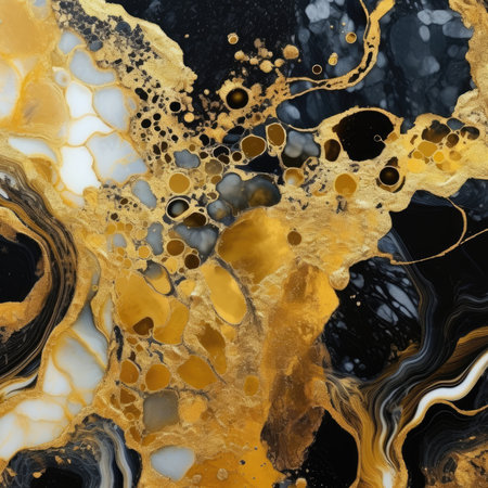 Liquid marble design abstract painting background with gold splash textureの素材