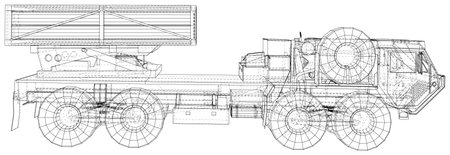 Illustration Missile Truck vector. The layers of visible and invisible lines are separated. EPS10 format. Vector created of 3d.のイラスト素材