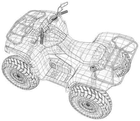 ATV. Four-wheeled Quad bike on an isolated background. Vector illustrationのイラスト素材