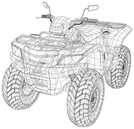 Vector illustration Quad bike isolated on white. ATV extreme sport. 3d drawing style.のイラスト素材
