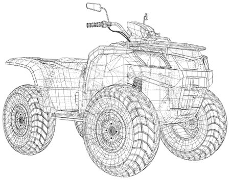 ATV. Four-wheeled all-terrain vehicle. Quad bike on an isolated background. Vector illustrationのイラスト素材