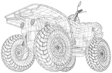 Vector ATV. Isolated off-road motorcycles on white background illustration. Extreme quad bike logoのイラスト素材