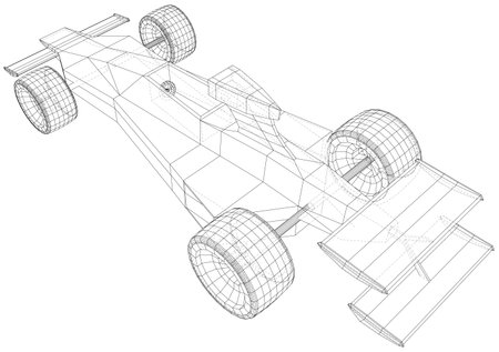 Racing car. Wire-frame. EPS10 format. Vector rendering of 3d.のイラスト素材