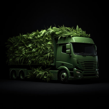 Green truck eco logistic concept.の素材
