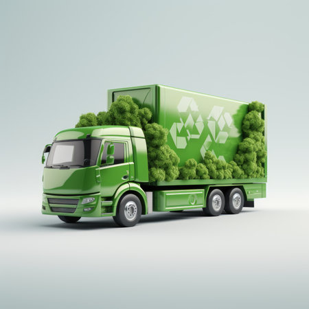 Green truck eco logistic concept.の素材
