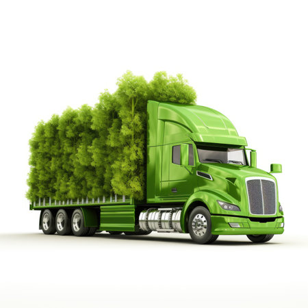 Trucks Covered with Grass and leaves. Truck, eco-friendly environment concept.の素材