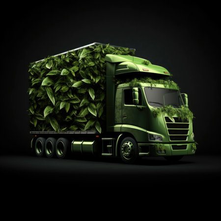 Green truck eco logistic concept.の素材