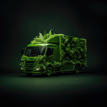 Green truck eco logistic concept.の素材