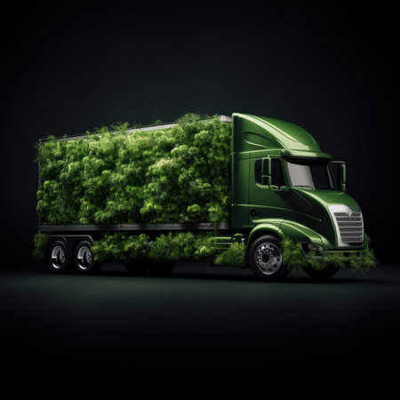 Green truck eco logistic concept.の素材