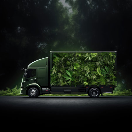 Green truck eco logistic concept.の素材