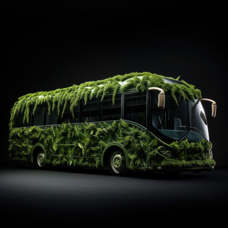 Car bus concept in green environment conceptの素材