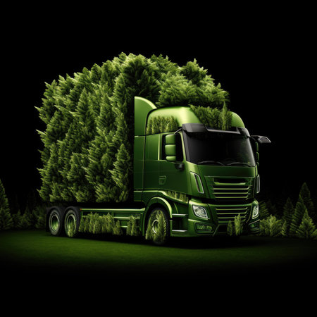 Green truck eco logistic concept.の素材