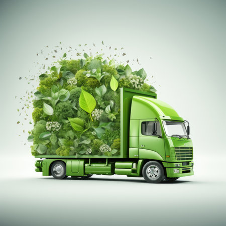 Green truck eco logistic concept.の素材