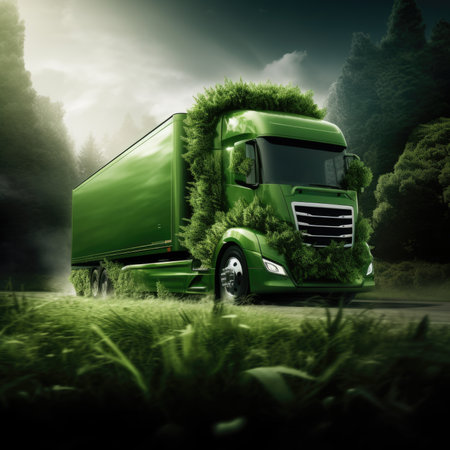 Trucks Covered with Grass and leaves. Truck, eco-friendly environment concept.の素材