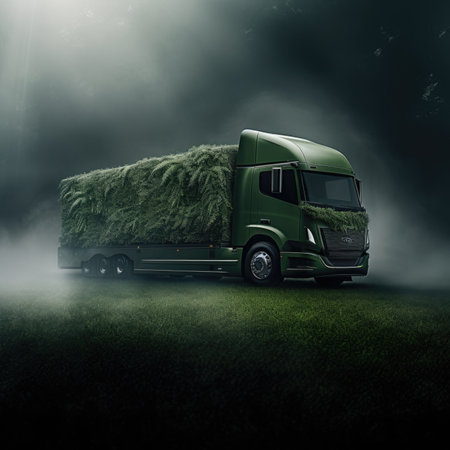 Green truck eco logistic concept.の素材