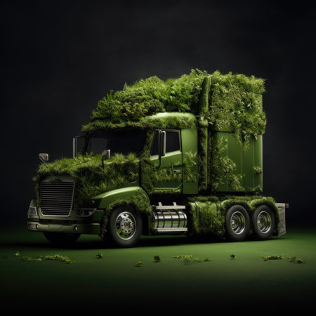 Green truck eco logistic concept.の素材
