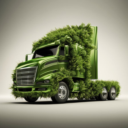 Green truck eco logistic concept.の素材
