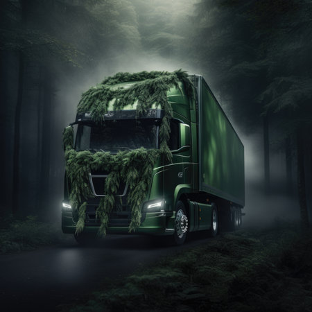 Green truck eco logistic concept.の素材