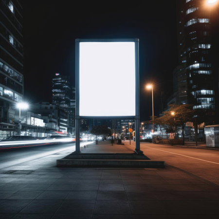Blank billboard mockup in urban environment, empty space to showcase your advertising or branding campaign.の素材