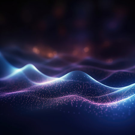 Lights background. Colored music wave. Big data digital code.の素材