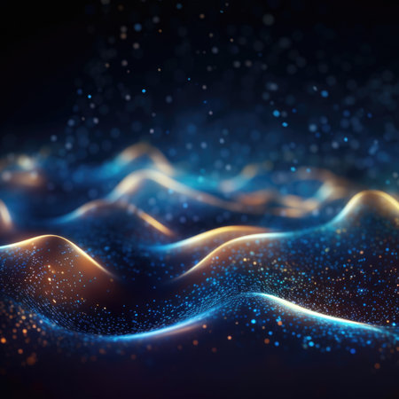 Abstract gradient wave of particles. Big data. Digital background. Futuristic Big data background.の素材