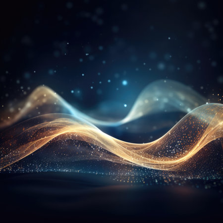 A beautiful wavy array of glowing dots. Abstract design element.の素材