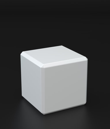 White cube. Stock image on black background.の写真素材