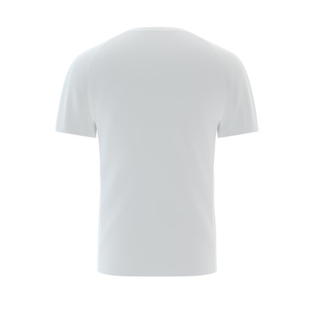 Male white blank t-shirt template, natural shape on invisible mannequin, for your design print mockup, isolated on white backgroundの写真素材