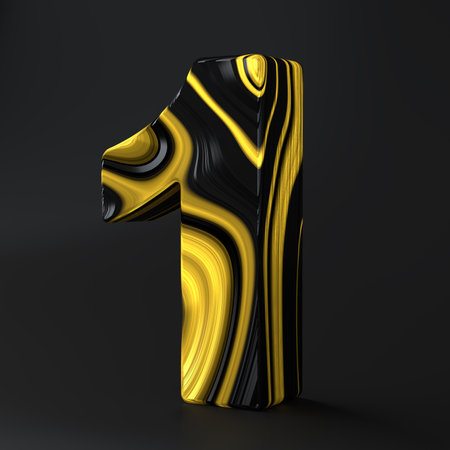 Luxury Black and Gold number one texture symbol 1 background. Panoramic Marbling texture designの写真素材