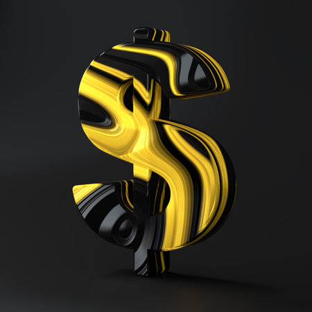 Luxury Black and Gold dollar texture symbol background. Panoramic Marbling texture designの写真素材