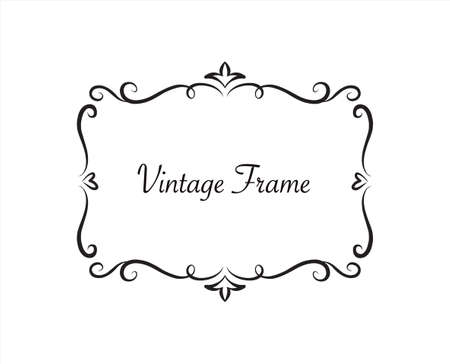 Hand drawn decorative frame, border, label template calligraphic design element. isolated vintage vector illustrationのイラスト素材