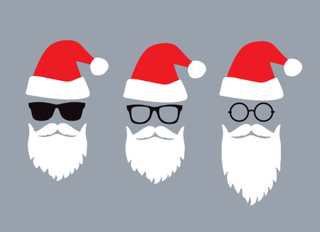 Christmas and New Year icon set. Santa Claus, gift,present. Vector illustrationのイラスト素材