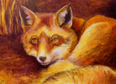 Monochromatic fox painting.の写真素材