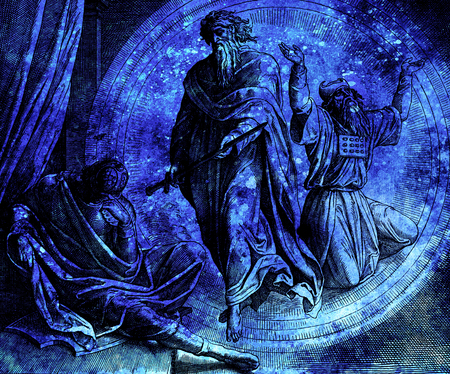 Revelation of jeremiah, graphic collage from engraving of Nazareene School, published in The Holy Bible, St.Vojtech Publishing, Trnava, Slovakia, 1937.の写真素材