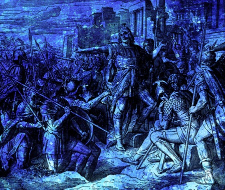 Judas Maccabeus, graphic collage from engraving of Nazareene School, published in The Holy Bible, St.Vojtech Publishing, Trnava, Slovakia, 1937.の写真素材