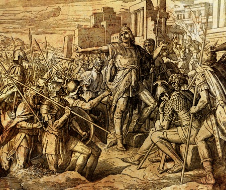 Judas Maccabeus, graphic collage from engraving of Nazareene School, published in The Holy Bible, St.Vojtech Publishing, Trnava, Slovakia, 1937.の写真素材