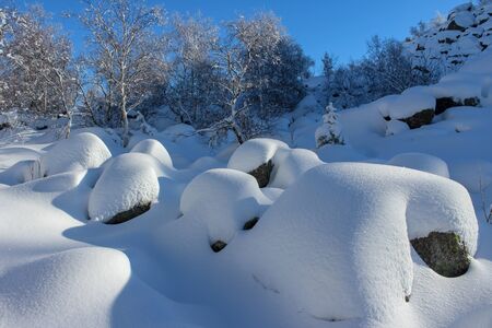 hiking in winter in Norway, hike to Preikestolen in winter, Stavanger, Norwayの写真素材