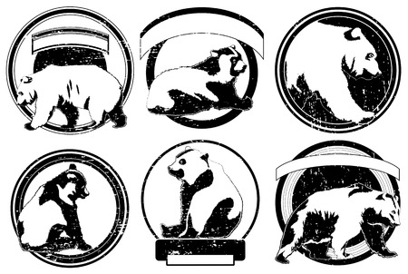 Set of the design elements and templates for labels, emblems with wild bearのイラスト素材