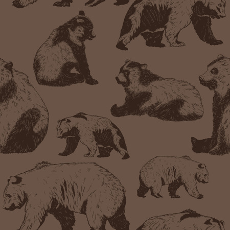 Seamless pattern with wild bear, Illustrationのイラスト素材
