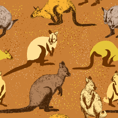 Vector Seamless pattern with kangarooのイラスト素材