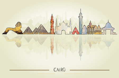 Business Travel and Tourism Concept with Historic Cairo Architecture, vector illustrationのイラスト素材