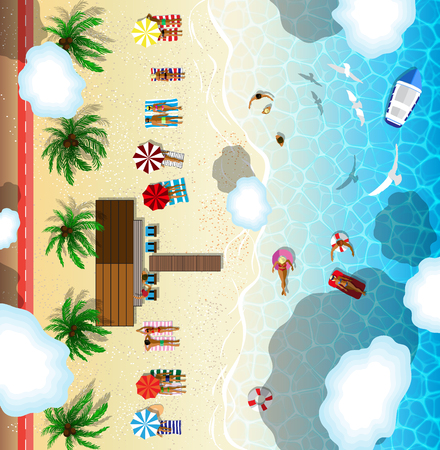 Luxury destination for tropical rest, summer beachのイラスト素材